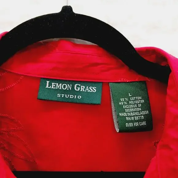 Blouse Size L Red Sequin Embroidered Short Sleeve Patriotic Americana 4th July - Picture 13 of 14